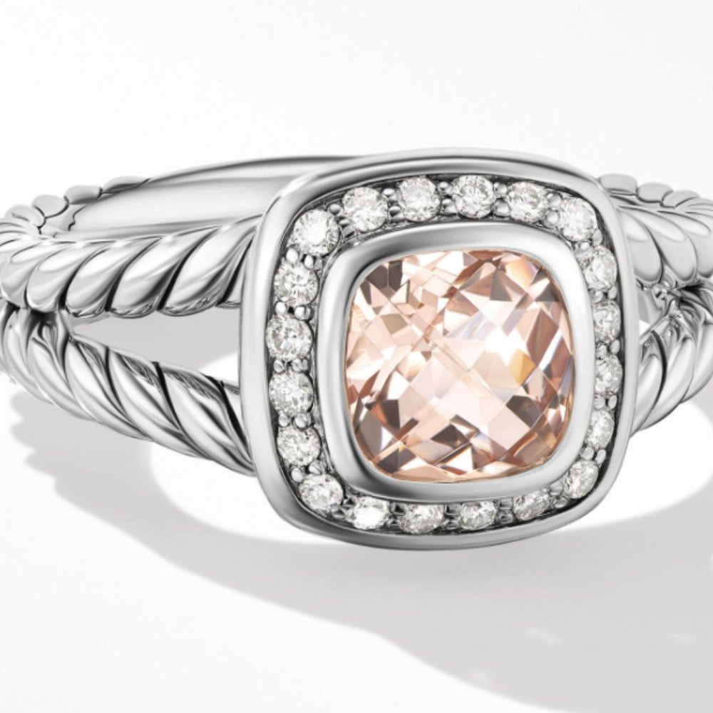 Petite Albion® Ring with Morganite and Pavé Diamonds - David Yurman